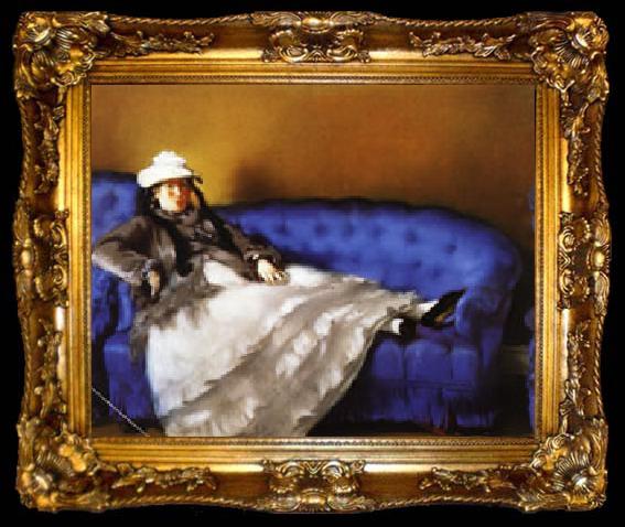 framed  Edouard Manet Portrait of Mme Manet on a Blue Sofa, ta009-2